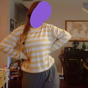 white and yellow striped long sleeve